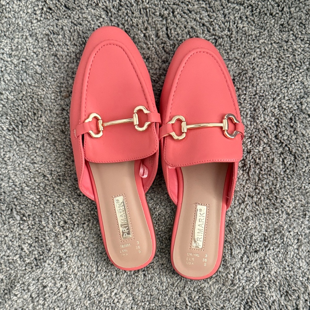 Primark Coral Mules with Gold Accent